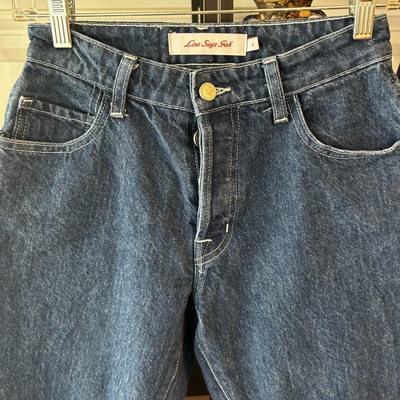 Lisa Says Gah Ellis Side Slits Jeans Stone Wash Indigo - Picture 5 of 9